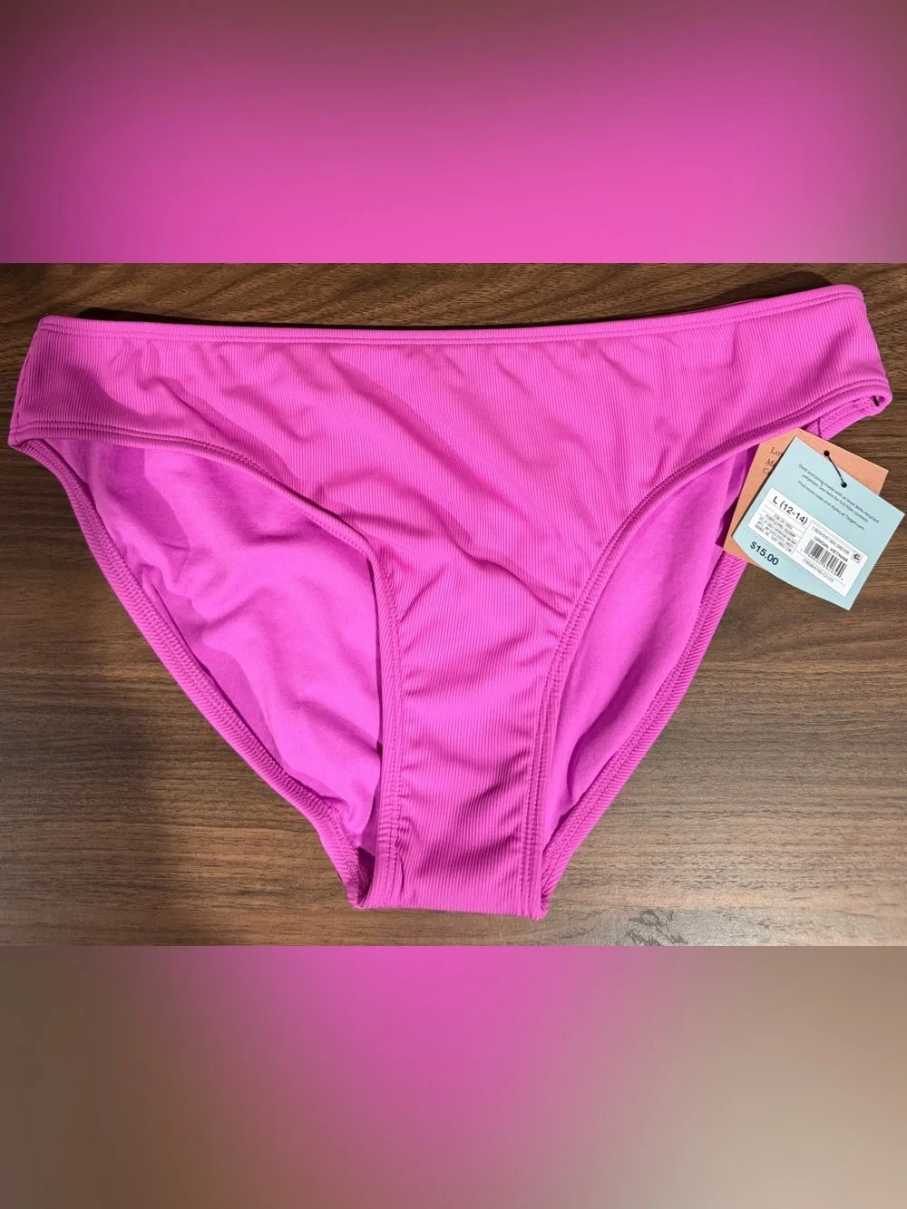Shade & Shore Vibrant Hot Pink Bikini Bottom Large (12-14) - Picture 3 of 3